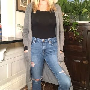 Forever 21 hooded long cardigan grey